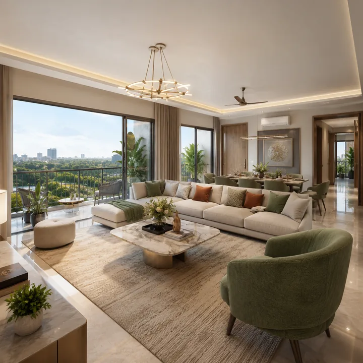 Apartment living room interior at Godrej Kada Agrahara